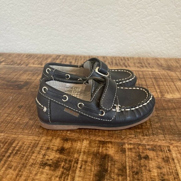 marine wag kids shoes loafers Size 23 US 7 Blue  Leather Hook Loop Dress - Picture 6 of 10